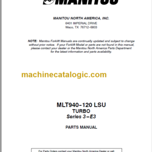 Manitou MLT 845 120 LSU S3-E3 PARTS CATALOGUE