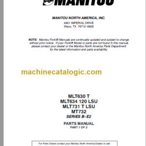 Manitou MLT 634 SERIES B-E2 PARTS MANUAL