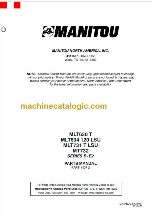 Manitou MLT 731 T LSU SERIES B-E2 PARTS MANUAL