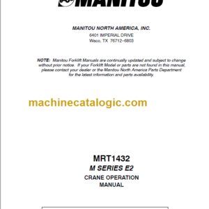 Manitou MRT 1432 M SERIES E2 CRANE OPERATION MANUAL