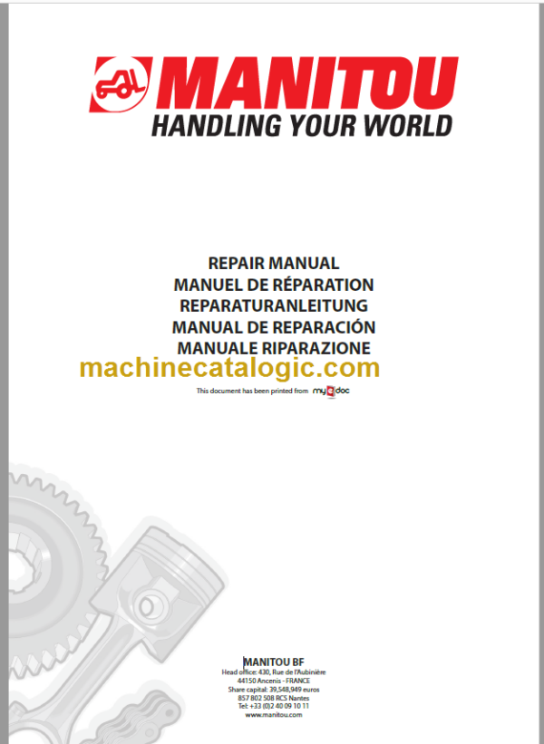 Manitou MRT 1432 M Series REPAIR MANUAL