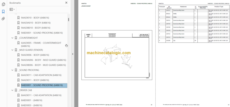 Manitou MLT-X 845 120 S5 PARTS CATALOGUE