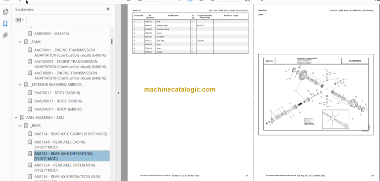 Manitou MLT-X 845 120 S5 PARTS CATALOGUE