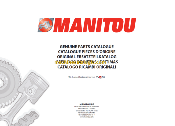 Manitou MLT 845 120 LSU S3 E3 Parts Catalogue