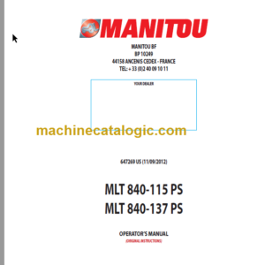 Manitou MLT 840-137 PS Operator's Manual