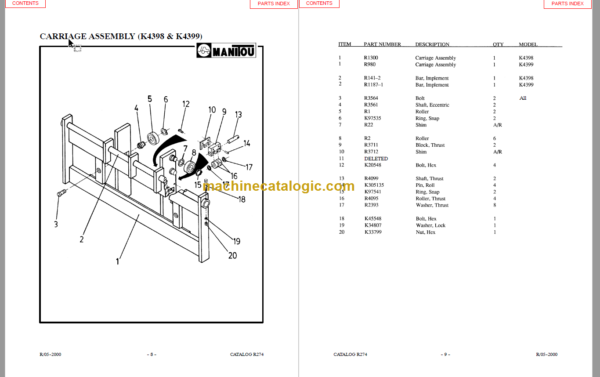 MANITOU 4300 Series Parts Manual