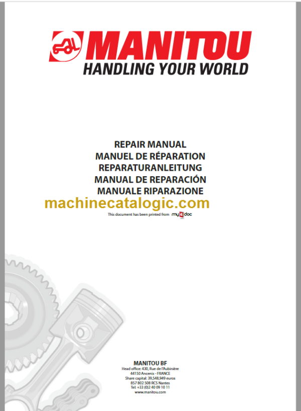 Manitou MRT 1850 EURO 3 REPAIR MANUAL