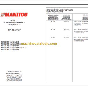 Manitou MLT 634 Serie G-E3 PARTS CATALOGUE