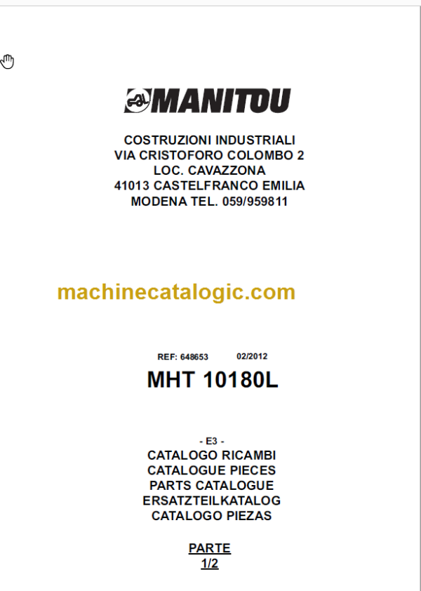 Manitou MHT 10180L E3 PARTS MANUAL