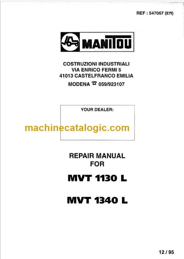 Manitou MVT 1340 L REPAIR MANUAL