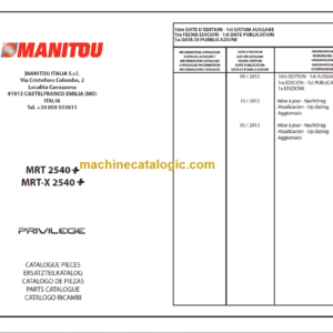 Manitou MRT-X 2540+ PARTS MANUALS