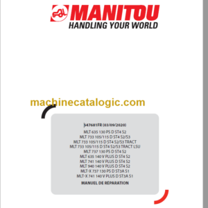 Manitou MLT 635 140 V PLUS D ST4 S2 FR Manuel De Réparation