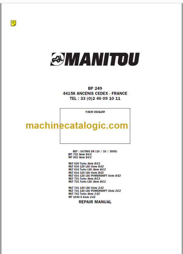 Manitou MLT 731 Turbo LSU Série B-E2 Repair Manual