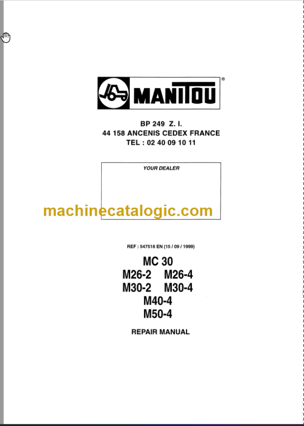 MANITOU MC 30 REPAIR MANUAL