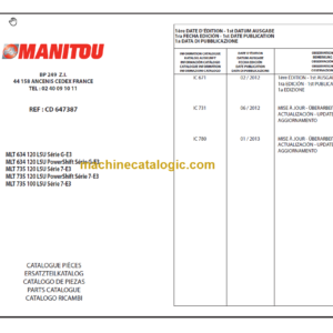 Manitou MLT 634-120 LSU Série G-E3 PARTS CATALOGUE