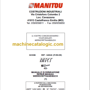 Manitou MRT M Series Multi language Repair manual