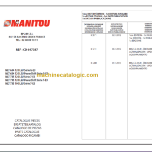 Manitou MLT 735-120 LSU Série 7-E3 PARTS CATALOGUE