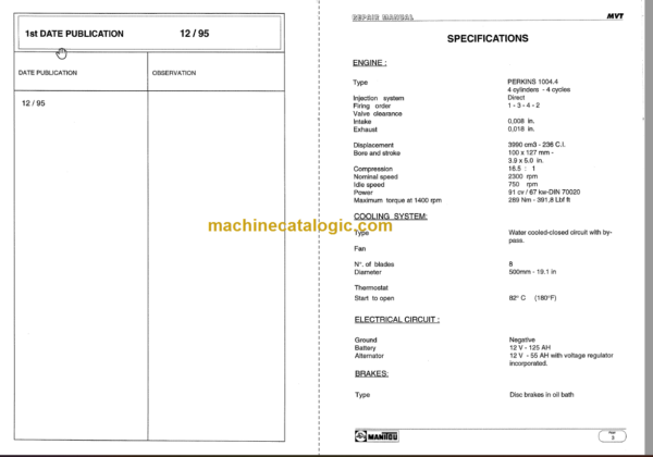 Manitou MVT 1340 L REPAIR MANUAL