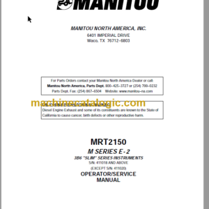 Manitou MRT 2150 M SERIES E-2 SERVICE MANUAL