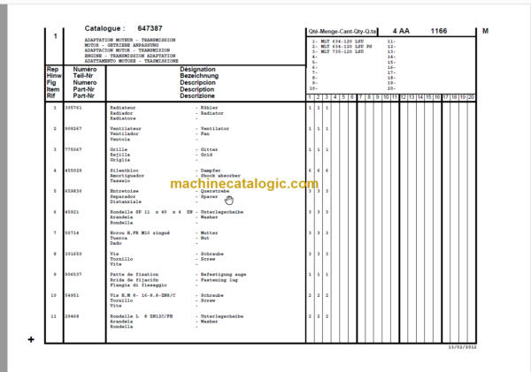 Manitou MLT 735-120 LSU Série 7-E3 PARTS CATALOGUE