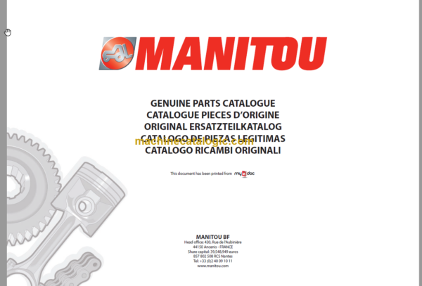 Manitou MLT 634-120 ST3B PARTS CATALOGUE