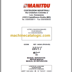 Manitou MRT 1635 MS REPAIR MANUAL FR-EN-ES