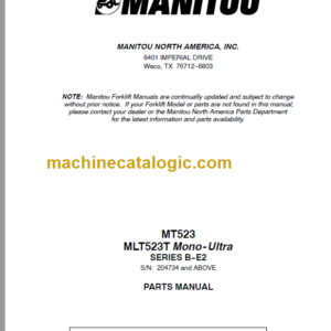 Manitou MLT 523T Mono-Ultra SB-E2 PARTS MANUAL