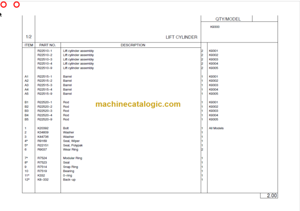 MANITOU 9300 Series Parts Manual