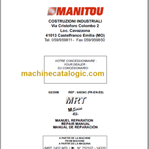 Manitou MRT 2540 MS REPAIR MANUAL FR-EN-ES