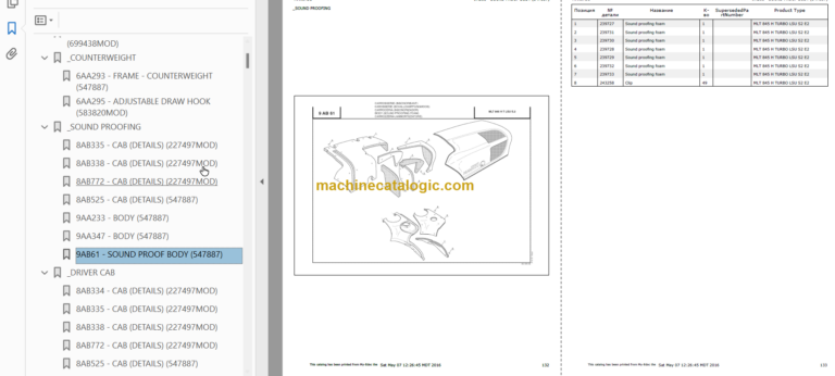 Manitou MLT 845 H TURBO S2 E2 PARTS CATALOGUE