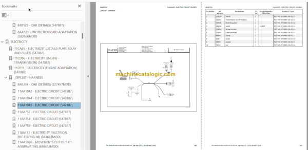 Manitou MLT 845 H TURBO S2 E2 PARTS CATALOGUE