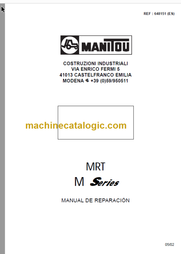 Manitou MRT M Series ES MANUAL DE REPARACIÓN