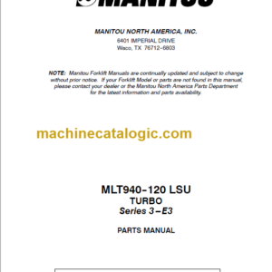 Manitou MLT 940 L S3 E3 PARTS CATALOGUE