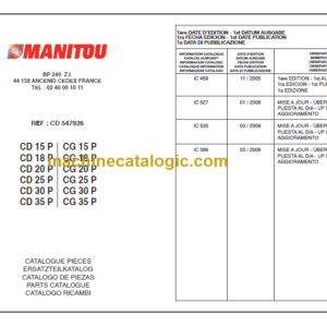 MANITOU CD 18P-CG 18P PARTS CATALOGUE