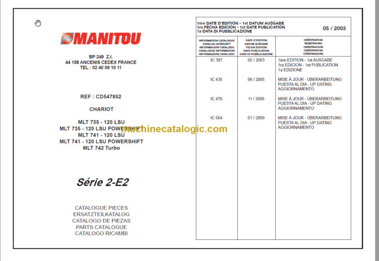Manitou MLT 741 120 LSU Parts Catalogue