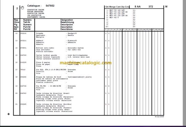 Manitou MLT 741 120 LSU Parts Catalogue