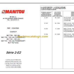 Manitou MLT 742 Turbo Parts Catalogue