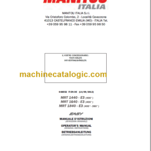 Manitou MRT 1440 E3 OPERATOR’S MANUAL