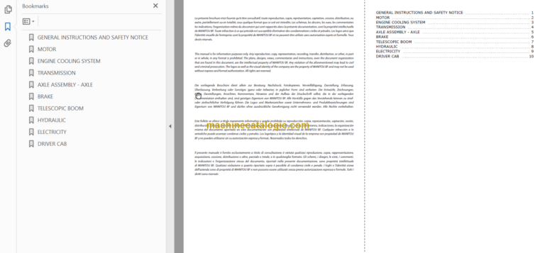 Manitou ML 635 Turbo Série 3-E2 Repair Manual