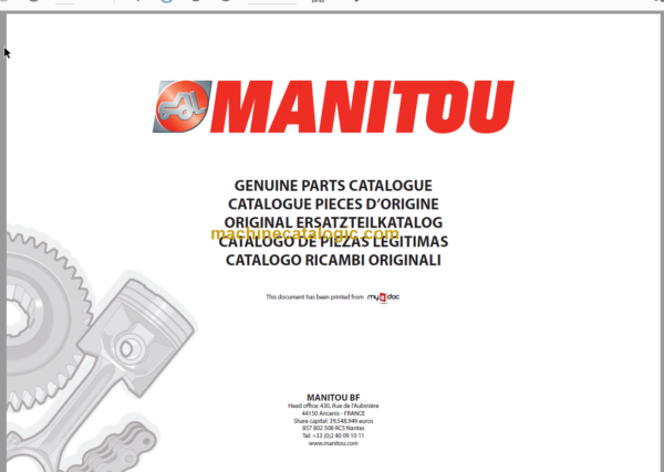 Manitou MLT 845 S4 E3 PARTS CATALOGUE