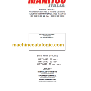 Manitou MRT 1840 E3 OPERATOR’S MANUAL