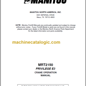 Manitou MRT 2150 PRIVILEGE E3 CRANE OPERATION MANUAL