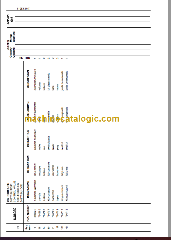 Manitou MHT 780 Parts Manual