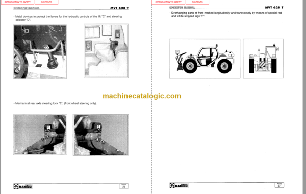 Manitou MVT 628 T COMFORT LINE OPERATOR'S MANUAL