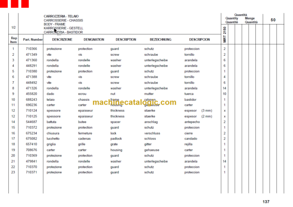 Manitou MRT 2150 M SERIES E2 PARTS MANUAL