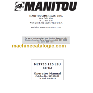 Manitou MLT 735 120 LSU S6-E3 Operator Manual