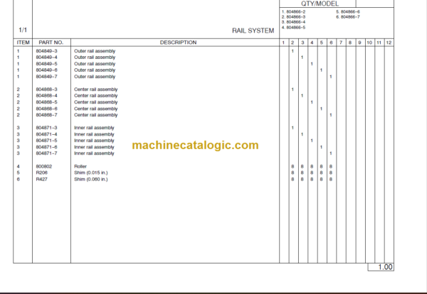 MANITOU 804866 Series Parts Manual