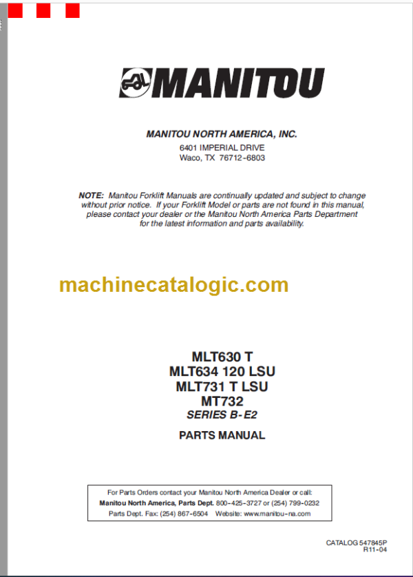 Manitou MLT 630 Turbo PARTS MANUAL