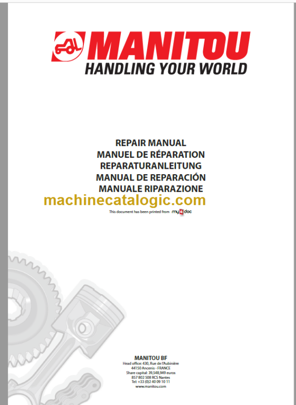 Manitou MRT 1850 MRT 2150 MRT 2540 Repair Manual