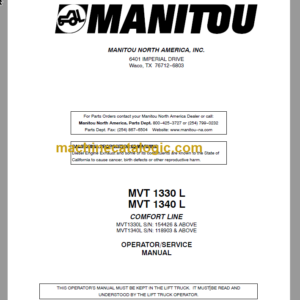 Manitou MVT 1330 L OPERATOR SERVICE MANUAL